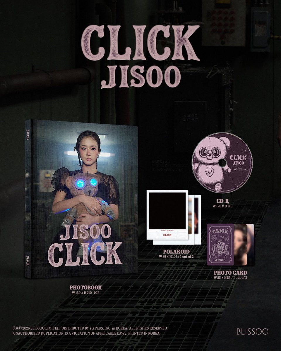 warnerrecords's tweet photo. made to fit 🤍 shop the products from JISOO’s latest single "CLICK" 🧸 available now at the link in our bio https://t.co/0tUrkyYq66