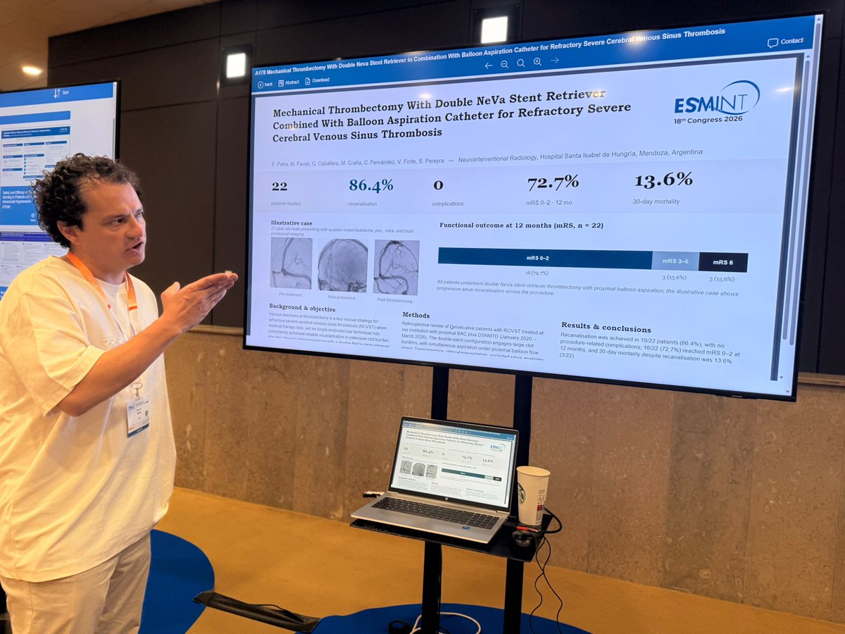 VESALIOcom's tweet photo. #ESMINT2026 is a wrap! Dr. Hermann Krähling (Uni Münster) took the stage on #NeVa 3mm with Drop Zone Technology in distal, challenging cerebral anatomy. Plus 4 ePosters on the NeVa platform. Thanks, ESMINT organizers!
#DoTheDropZone #NeVaVS #NeVaNET @DTangun @Roland_K_Schwab https://t.co/EWXpAhgemf