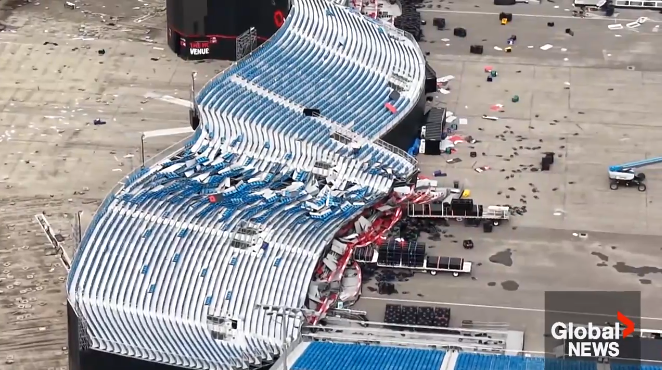 mackaytaggart's tweet photo. BREAKING After a thorough assessment of Rogers Stadium, Live Nation has announced that the upcoming AC/DC concert has been cancelled due to severe damage to portions of the venue suffered during the September 2nd storm. https://t.co/Bq1U9g6L4f