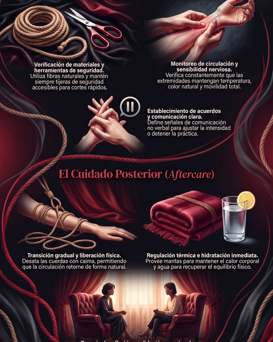 BDSMcomunidad's tweet photo. Bondage seguro: preparación, anatom��a y herramientas de corte siempre a la mano. Revisa la guía en el foro. 18+ https://t.co/qujCwxryBS https://t.co/Vf9rI726F9