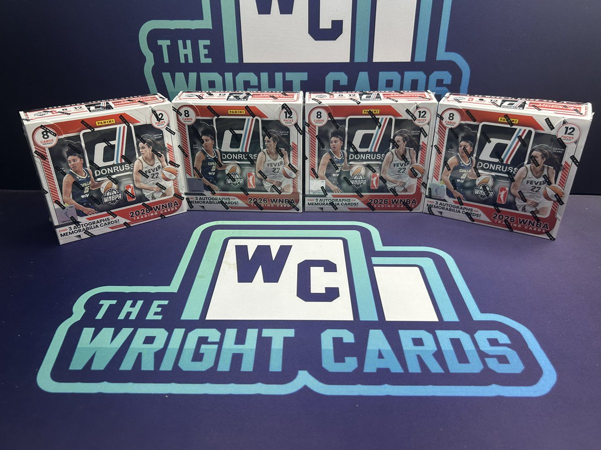 TheWrightCards's tweet photo. ‼️Break #1143‼️

4x 2026 Panini WNBA Donruss Hobby🏀 (Case 1 Part 3)
💥 12 Autos/Men, 384 Cards💥 

🔥FRESH BREAK POST🔥 BRAND NEW RELEASE

11 Teams left🚨PYT starting @ $20

Breaks when FULL on IG live🎯
Comment below to claim a team ⬇️ 
#TheHobby #TheWrightCards #WNBA  #TBBCrew https://t.co/LbZNQywWOP