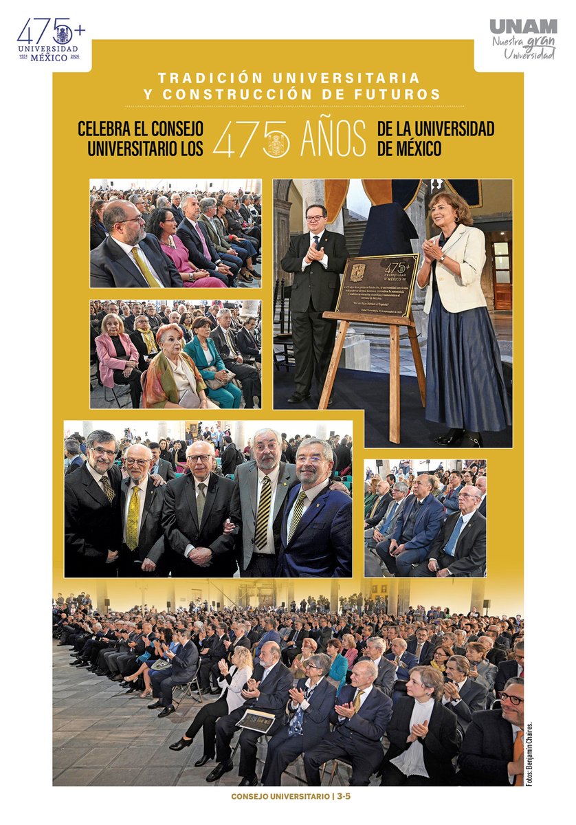 Gaceta_UNAM's tweet photo. #Contraportada ➡️ https://t.co/x7UjUvnIiC
- Tradición universitaria y construcción de futuros.
- Celebra el #ConsejoUniversitario los 475 años de la Universidad de México. https://t.co/ot3oUqyNpG