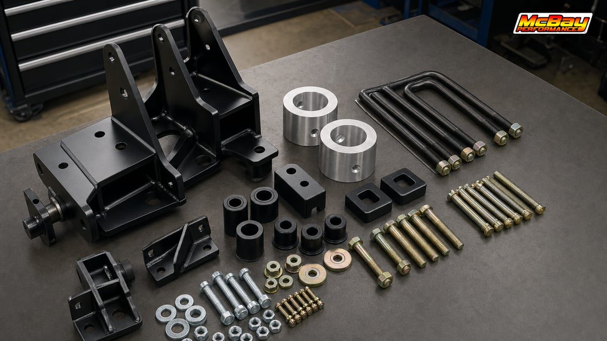 McBayPerf's tweet photo. Good suspension parts are about more than lift height. Material, machining, weld quality, coatings, and hardware all affect fitment, alignment, tire clearance, and long-term reliability.

#LiftKits #Suspension

https://t.co/z9uPXofQiH https://t.co/ej2WmWNcMO