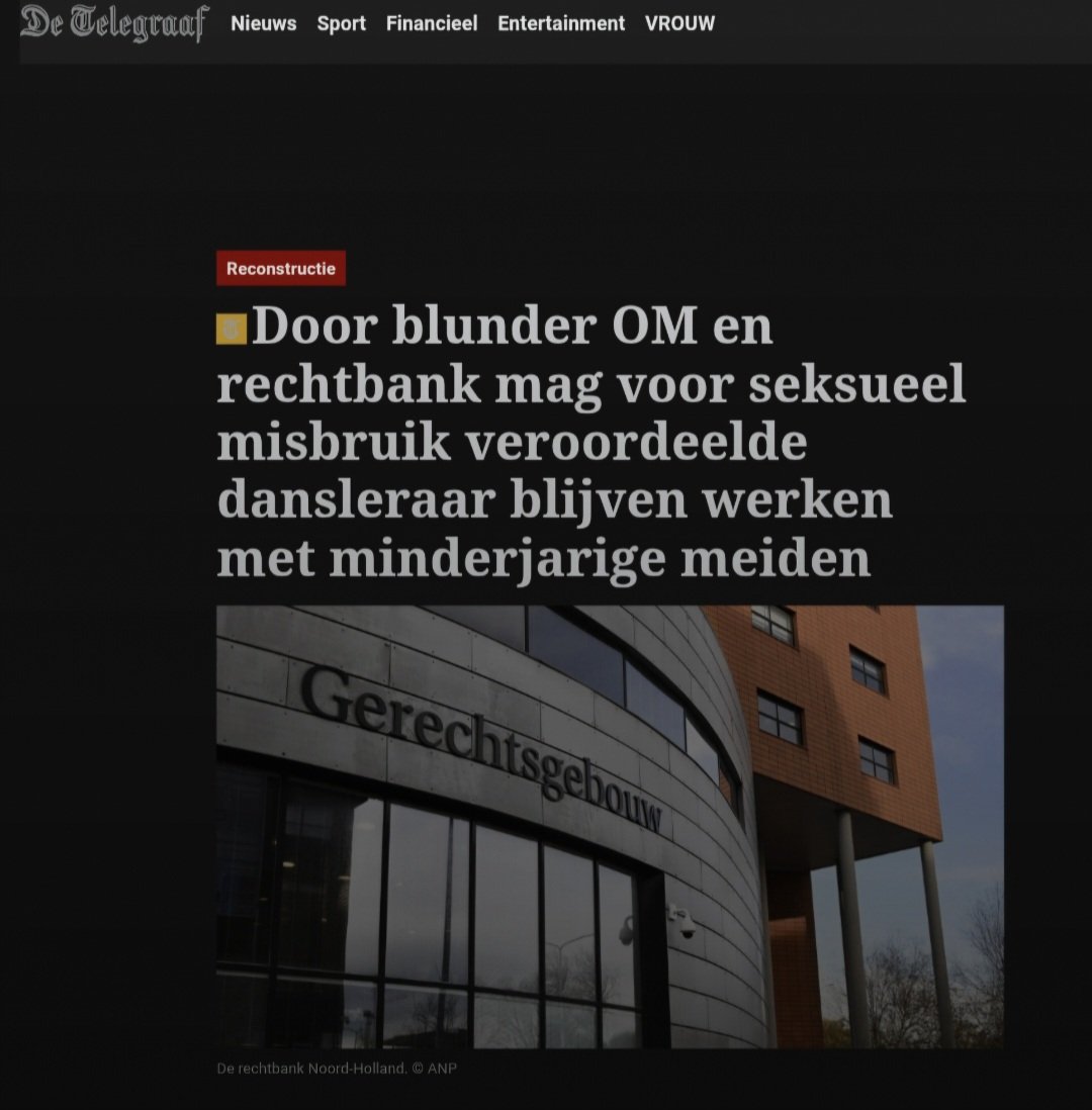 anonymo2671599's tweet photo. Welkom in nederland en aanschouw de cultuur van deze witte pedolanders, oops nederlanders; Door blunder OM en rechtbank mag voor seksueel misbruik veroordeelde dansleraar blijven werken met minderjarige meiden #kutvolk #pedofilie #wittemannenprobleem #wittenederlandersprobleem https://t.co/VjovCTU89q