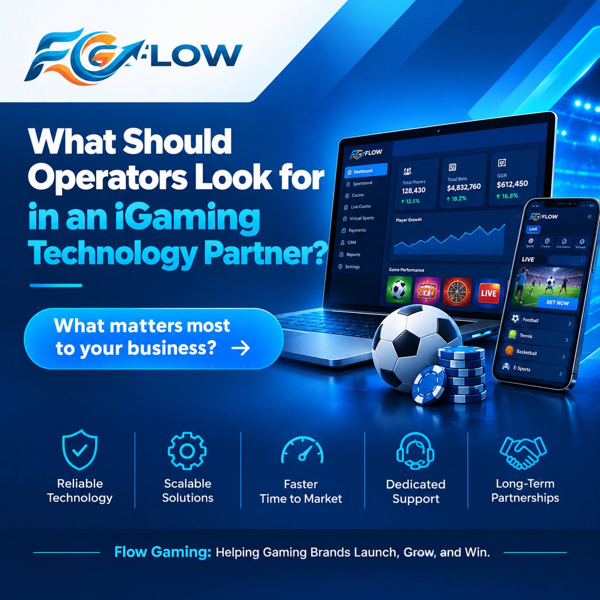 flowgamings's tweet photo. What Should Operators Look for in an iGaming Technology Partner? Ask one question first:
Can they help you launch a scalable iGaming platform in 7 days?
What matters most to your business? Let's talk 
info@flowgaming.com.ng
#iGaming #CasinoOperators #FlowGaming #africaigaming https://t.co/7WbfaJa2iX