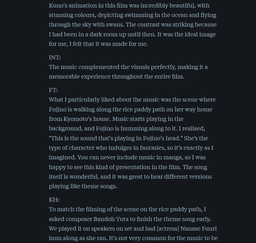 foolcauldian's tweet photo. i translated an exclusive japanese interview between fujimoto tatsuki (chainsaw man) and oscar-winning director kore-eda hirokazu about the live action release of the film 'look back' (2026) full link: https://t.co/G7gbEkYCj1 https://t.co/H2V671yn5r