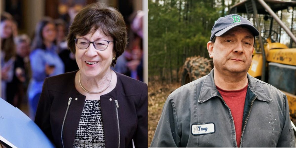 IAPolls2022's tweet photo. Maine Senate Poll by NYT/Siena (A+) | recalled: Harris 48-38

🟥 Susan Collins: 49%
🟦 Troy Jackson: 46%
—
Generic Ballot 
🟦 Dem: 52%
🟥 GOP: 44%
——
Net Favs
🟢 Collins: +3
🟤 Jackson: -8
🟤 Hassan Piker: -15
🔴 Platner: -43
——
9/15-22 | 619 LV https://t.co/yvWIAMh8pv