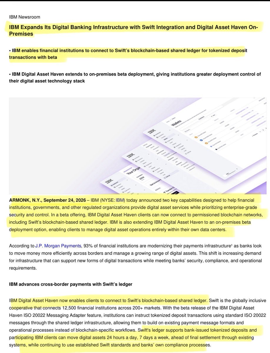 Gharenexx's tweet photo. ‼️ JUST IN: STELLAR PARTNER IBM OFFICIALLY INTEGRATES WITH SWIFT'S BLOCKCHAIN-BASED LEDGER.

XLM 🤝 SWIFT... https://t.co/6jDBrPZPBz