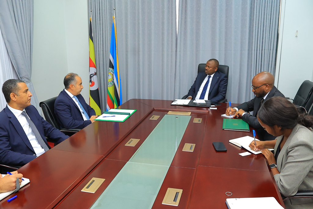 UgandaMFA's tweet photo. UGANDA, EGYPT DEEPEN ECONOMIC COOPERATION AS AMBASSADOR ELGAMMAL PRESENTS CREDENTIALS

The Minister of State for Foreign Affairs, @HonKyeyune has received the newly accredited Ambassador of the Arab Republic of Egypt to Uganda, H.E. Sherif Mohamed Abdellatif Elgammal, who presented copies of his Letters of Credence.

The meeting focused on strengthening Uganda–Egypt economic cooperation, with emphasis on investment, infrastructure, energy, health, agriculture, and technology transfer.

Hon. Kasolo welcomed the growing interest from Egyptian investors and called for follow-up on the proposed dedicated industrial park for Egyptian companies, including pharmaceutical and manufacturing investments.

The two sides also explored opportunities for Egyptian companies in road construction, renewable energy, and glass manufacturing, building on the ongoing infrastructure projects being undertaken by Egyptian firms in Uganda.