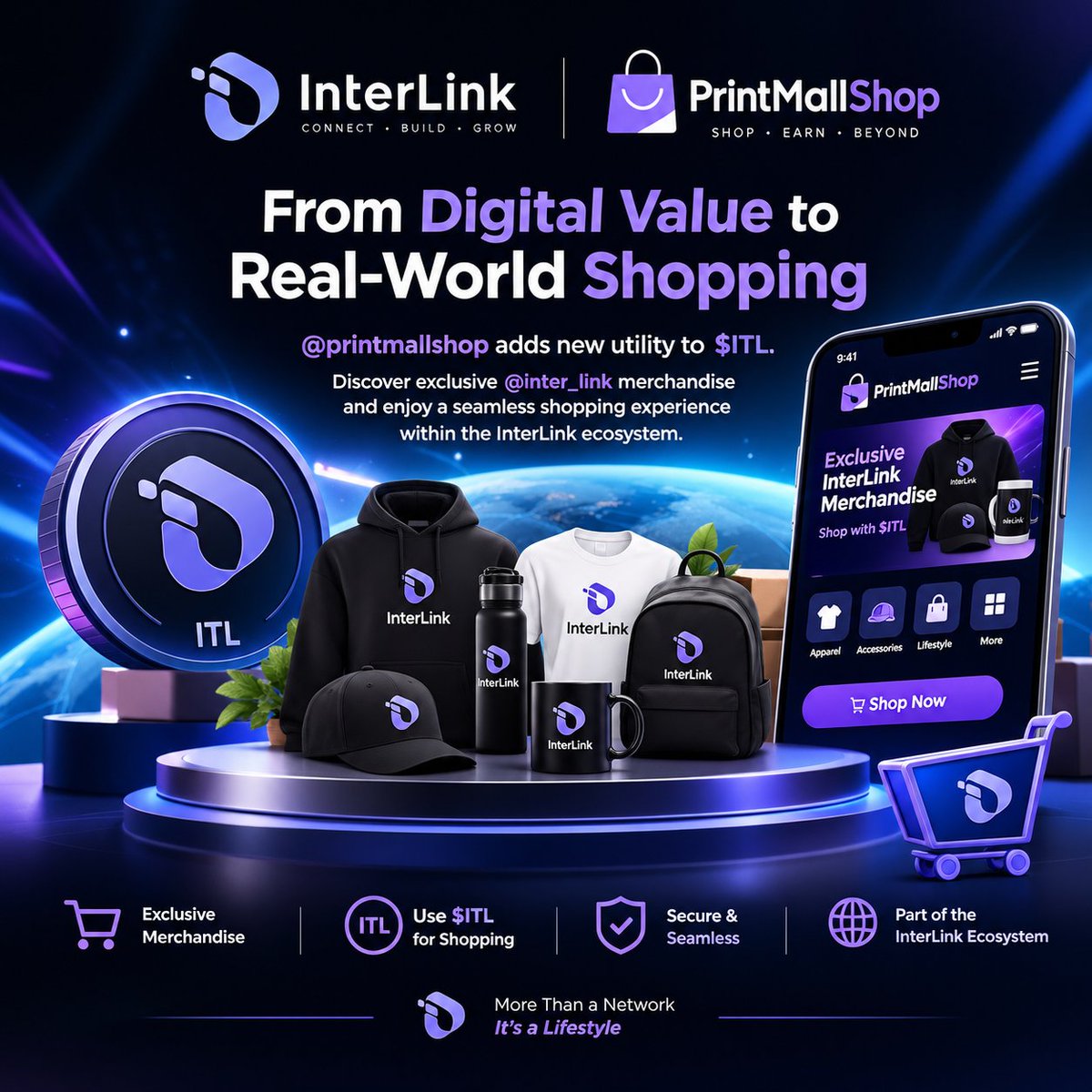 Royempire708761's tweet photo. 🛒 From digital value to real-world shopping, @printmallshop adds new utility to $ITL. 

Discover exclusive @inter_link merchandise and enjoy a seamless shopping experience within the InterLink ecosystem. 🌐

#InterLink #ITLG #ITL https://t.co/l5ui9grRvP