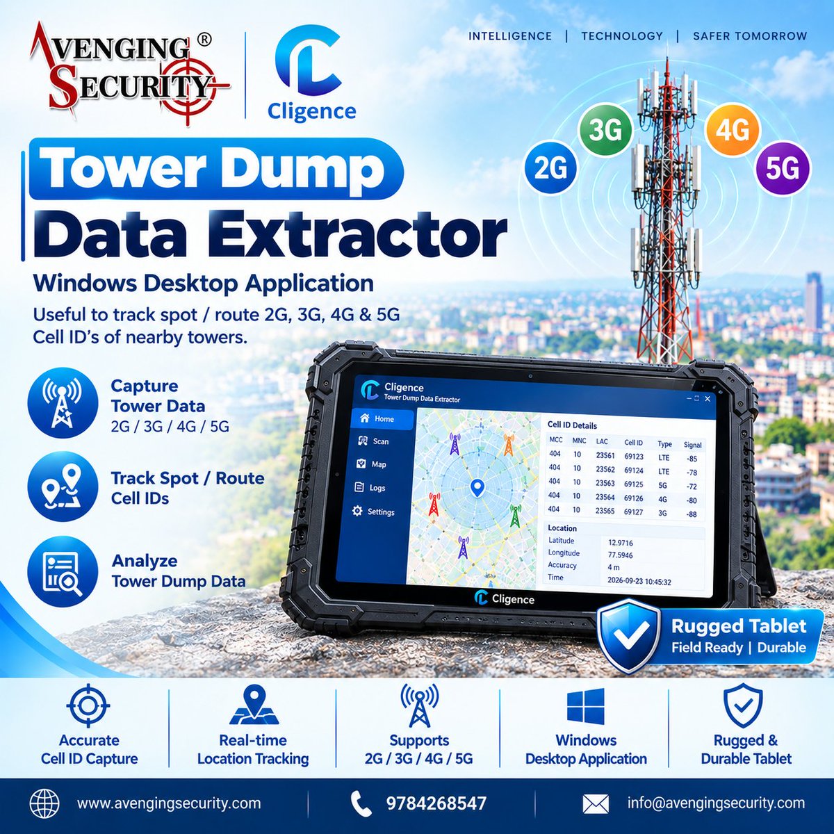 Avengingsecure's tweet photo. Tower Dump Data Extractor ๐ก
Track and analyze 2G, 3G, 4G & 5G Cell IDs with a rugged tablet and Windows Desktop Application.
Designed for spot & route tracking, tower data capture and field analysis.
๐ 9784268547
#TowerDump #CellID #CellIDGrabber #TelecomTechnology https://t.co/G2pwvr7N3u