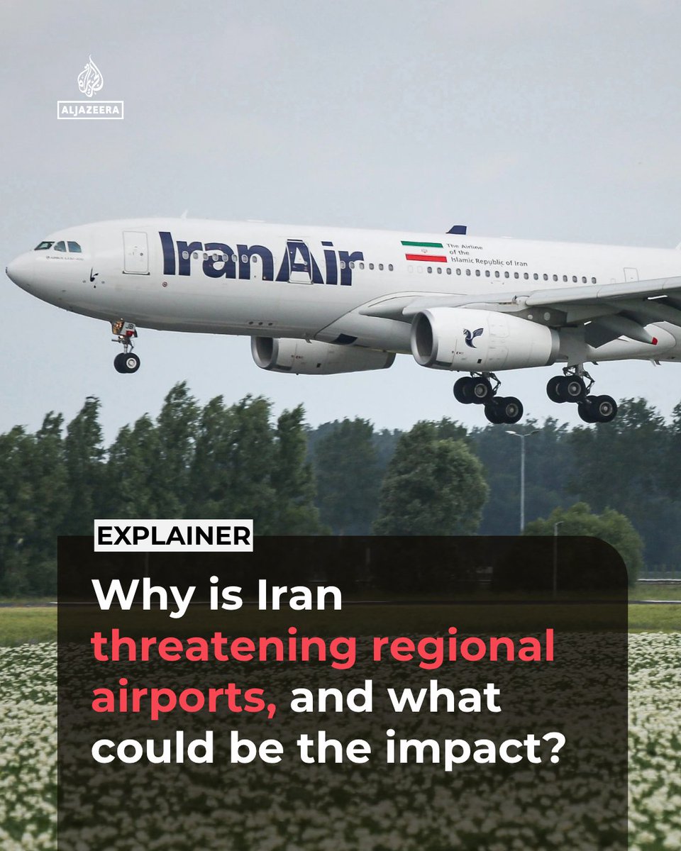 AJEnglish's tweet photo. Iran has threatened neighbouring countries with retaliation if they enforce new US sanctions designed to stop Iranian airlines from operating internationally.

Here's what we know https://t.co/tBk1TjbWqt https://t.co/QA8Xk8OVm0