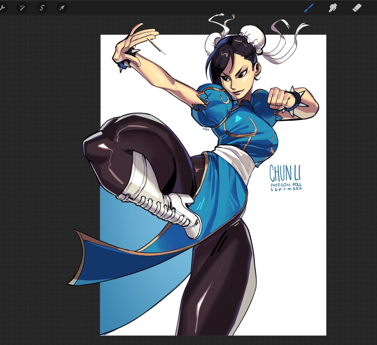 hao0047's tweet photo. YAHOO first patreon character poll winner is chun li !! ^_^ so fun to draw i love her sm 

thank you guys for joiningg <3 https://t.co/mi7CksR2j0