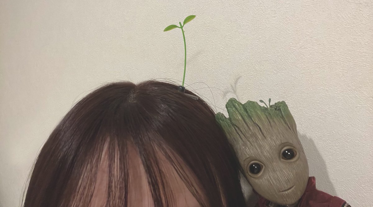 ILOVE__3000's tweet photo. 私はグルート🌱(お揃いの芽でツーショット) https://t.co/aJGEMaXbsG