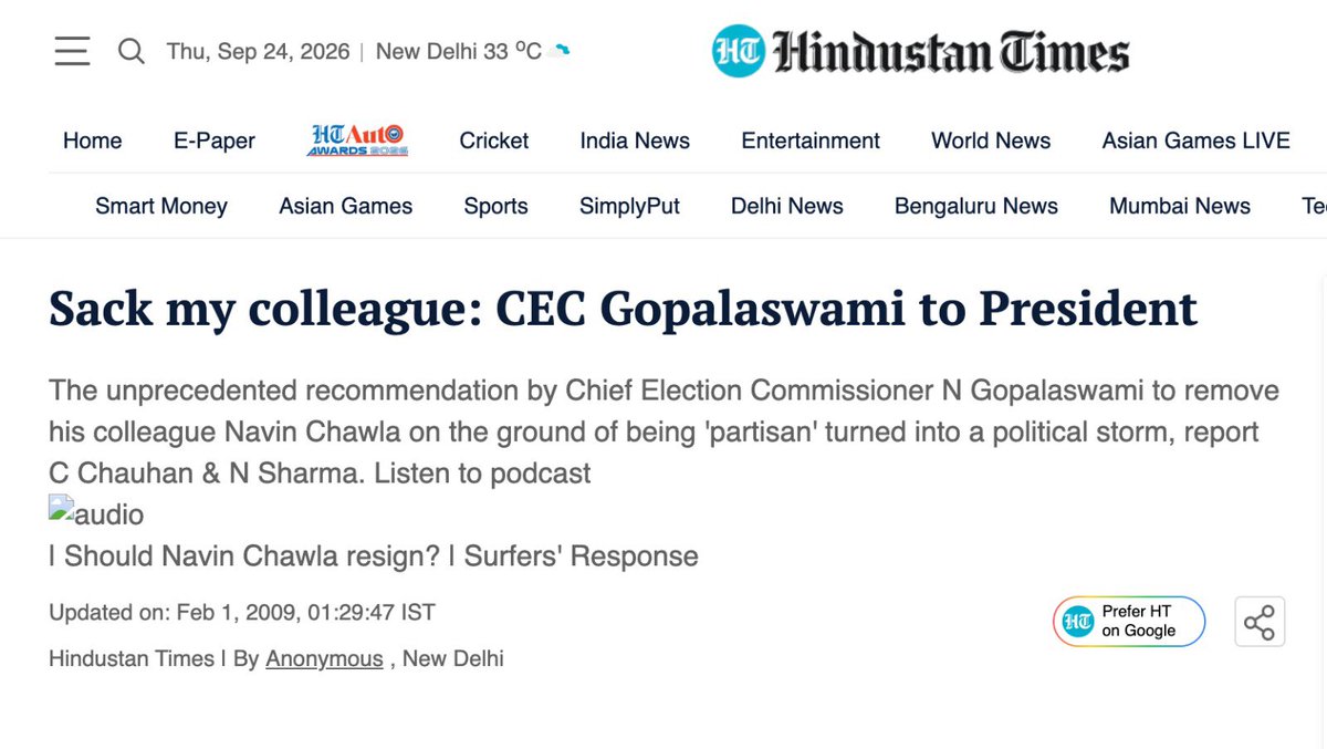 jhoothkigoonj's tweet photo. Lie No 3:  BJP secretly gave Election Commissioners blanket immunity from arrest and legal action.

Facts: Absolutely false. 

Section 16 of the 2023 CEC and Election Commissioners Act is in the publicly available law passed by the parliament. It protects the CEC and Election Commissioners from civil or criminal proceedings for acts done while performing, their official duties. 

The Judges (Protection) Act, 1985 contains  similar protection for judges. MPs also have constitutional protection for their speeches and votes in Parliament. Protecting the exercise of an official function is not a new thing nor a secret invention.

Section 16 does not grant blanket immunity from arrest or protect conduct outside an Election Commissioner’s official role. 

Nor does it prevent removal: the CEC can be removed through the same constitutional process as a Supreme Court judge, while another Election Commissioner can be removed on the CEC’s recommendation.

You know who did not heed CEC's reccomendation to remove a EC despite him telling he was acting in partisan manner? UPA!