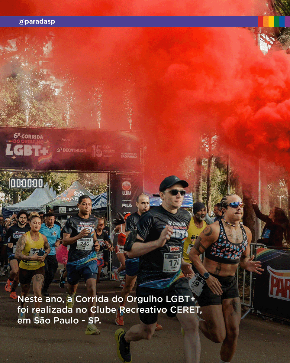 paradasp's tweet photo. #TBT daquele domingo em que SP correu por igualdade. Já tá com saudade da Corrida? Conta aqui se você já tá se preparando pra 2027! #ParadaSP #CorridaLGBT https://t.co/fWKaR7PX3p