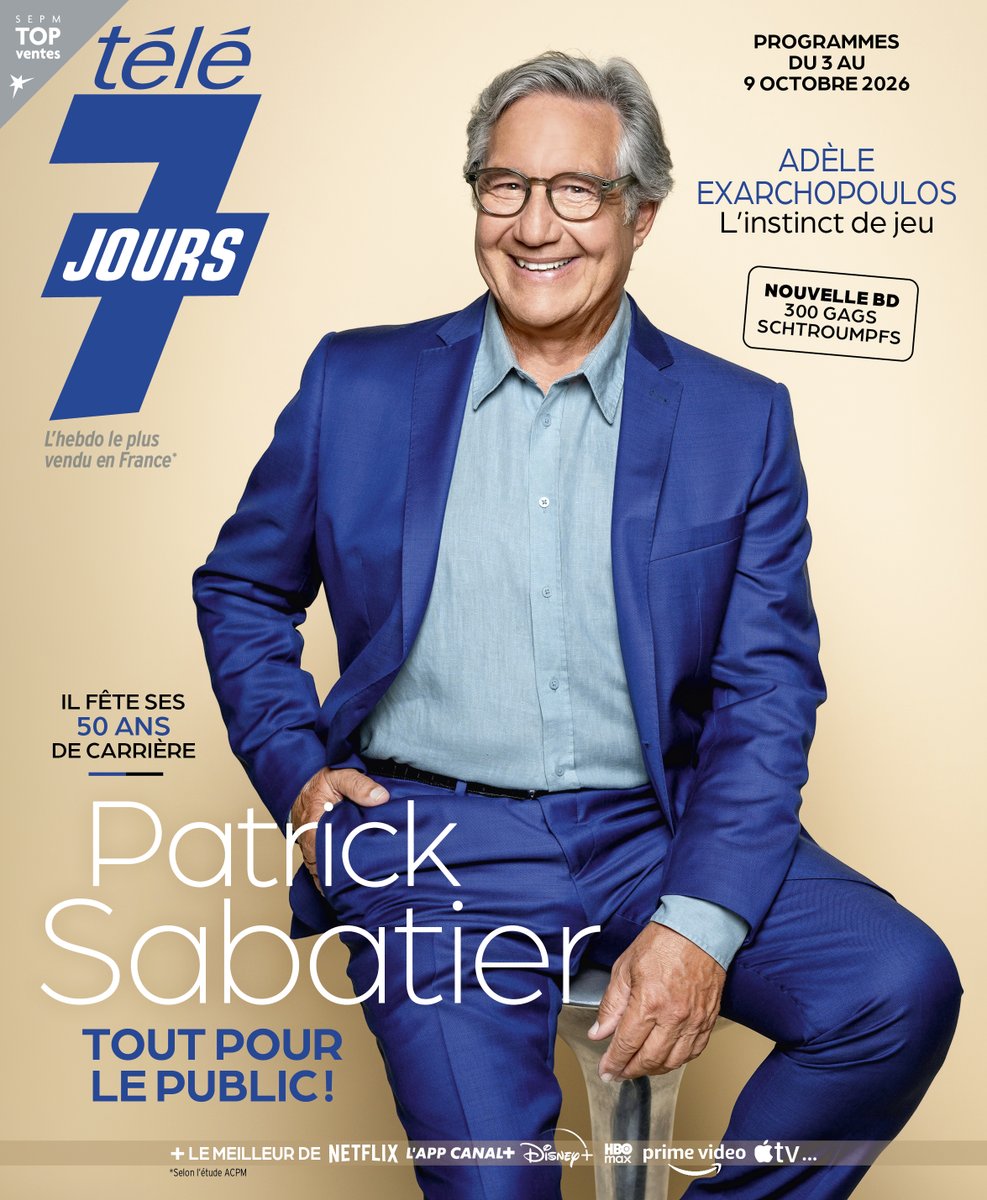 Tele7jours's tweet photo. #PatrickSabatier est à la Une de Télé 7 Jours cette semaine 🥰

Tout pour le public et 50 ans de carrière

En kiosques dès lundi !

#couverture #télé7jours https://t.co/lkqJDEPSyk