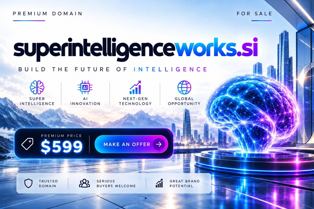 ramdan_bmr's tweet photo. ntroducing https://t.co/WnRT2eGxBv 🧠⚡
💎 Premium Domain — $599

#AI #ASI #AGI #Superintelligence #ArtificialIntelligence #FutureTech #AIResearch #Innovation #Tech #DomainForSale #PremiumDomain #Domains #SI https://t.co/6DHKSn5n9J