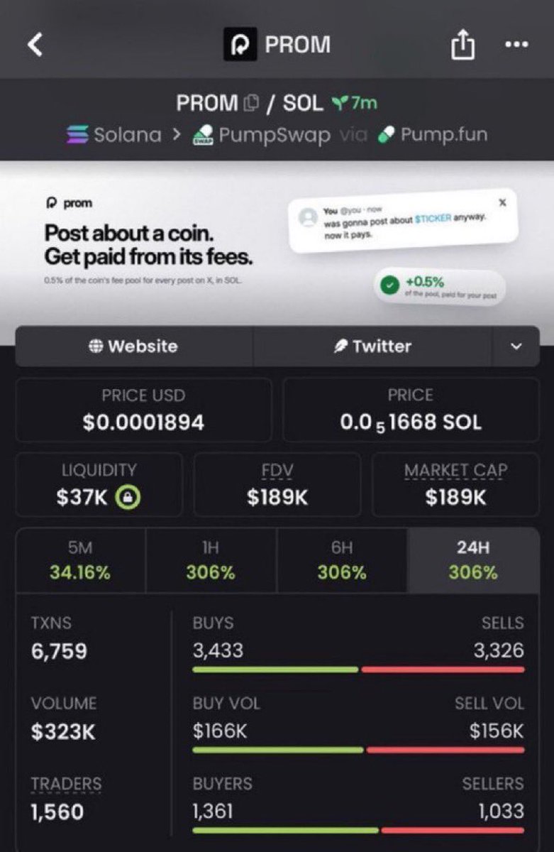 Sol_b33y's tweet photo. Amazing 23X on $PROM

EFW3VwqYPzoc58reVMy2GxEjv78xQ765pQy1JMdBVoB9

#Solana #SolanaMemecoins #Memecoin #fomo https://t.co/vpw9F859SA