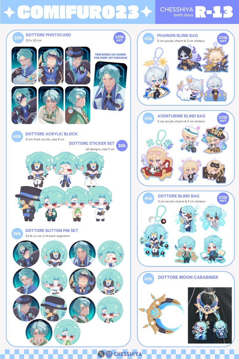 chesshiya's tweet photo. (🔁&amp; 💖 very appreciated!)
Open #CF23 PO + GA🥳
Rules: like + RT + reply what merch u want
Winner will get 100k merch! 

📅close: 4 Oct 2026
📍pick up #comifuro23 R-13 / local &amp; intl mail
🎀 Genshin ; HSR ; ZZZ ; ALNST ; BY THE BEAT
🌏GO pls DM first

Details &amp; 🔗below! (1/2)✨ https://t.co/DOb2WXEycW