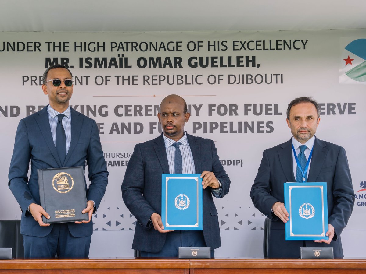 PMEthiopia's tweet photo. The Ethiopia–Djibouti Petroleum Products Pipeline which links Ethiopia and Djibouti is a strategic cross-border infrastructure initiative designed with the aim of improving Ethiopia's energy security, boosting regional trade links, and ensuring the safe, reliable and efficient transport of petroleum products from Djibouti to Ethiopia. It is being carried out through a joint investment between Ethiopian Investment Holdings and the Dangote Group.

The project, which extends over about 120 km from Damerjog in Djibouti to Dewele in Ethiopia, will set up an integrated petroleum logistics system that connects the marine receipt and coastal storage facilities at Damerjog with the inland storage and distribution facilities at Dewele. At the Damerjog terminal, refined petroleum products will be received, transferred to dedicated storage facilities, and then transported by a multiproduct pipeline to Dewele for further distribution across Ethiopia.

#PMOEthiopia