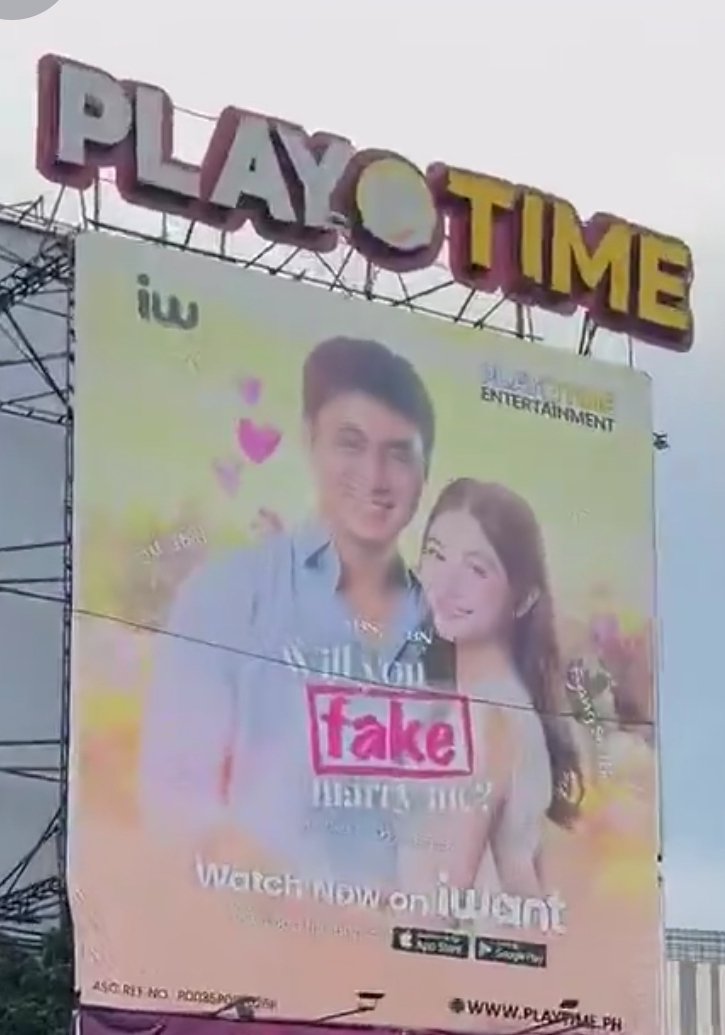 FiaTaennie's tweet photo. Waw may pa billboard si Playtime. Season 2  Will you fake marry me malapit na sa Iwant. https://t.co/zCzfvwN1Ba