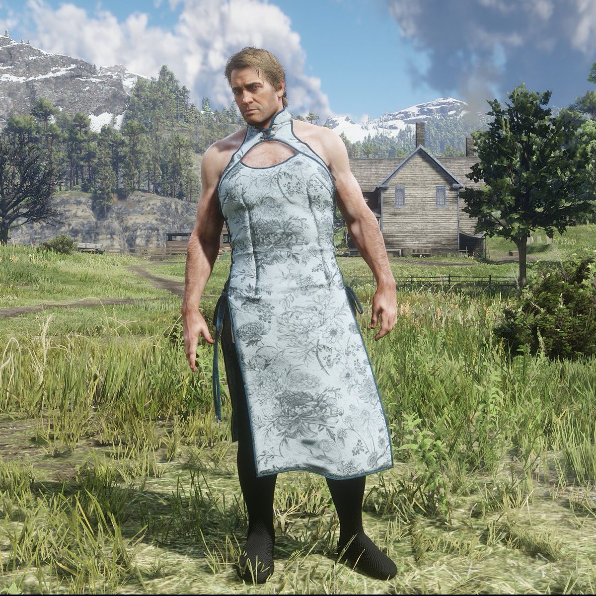 Steppenw31's tweet photo. cheongsam arthur morgan with black stockings and crothless panties🔥#arthurmorgan #arthurmorganfanart #rdr2 #reddeadredemption2 #reddeadredemption #reddeadredemption2mod #arthurmorgansimp #arthurmorganoutfit #anyways https://t.co/L42wV8e8W0