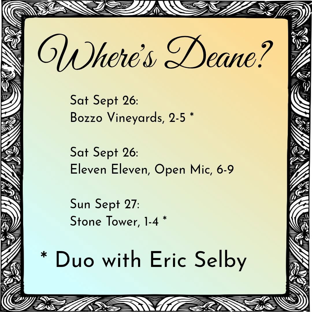 LoCoEntertain's tweet photo. Where is @DeaneKern This weekend? Saturday - Bozzo Vineyard with Eric Selby -- Saturday NIGHT - @1111Brewery #openmic Sunday -- @StoneTowerWine with Eric Selby #loudouncounty #loudounentertainment #visitloudoun https://t.co/0v4y7Xlnx1