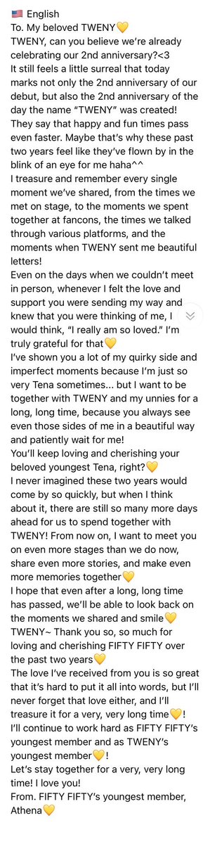 GLOBAL_ATHENA1's tweet photo. Athena's Heartfelt 2nd Anniversary Letter to Twenys ๐
#ATHENA #์ํ
๋ #ๆฅๅญๅซป #FIFTYFIFTY_2nd_Anniversary
#FIFTYFIFTY #ํผํํฐํผํํฐ https://t.co/sm0sS9SOMg