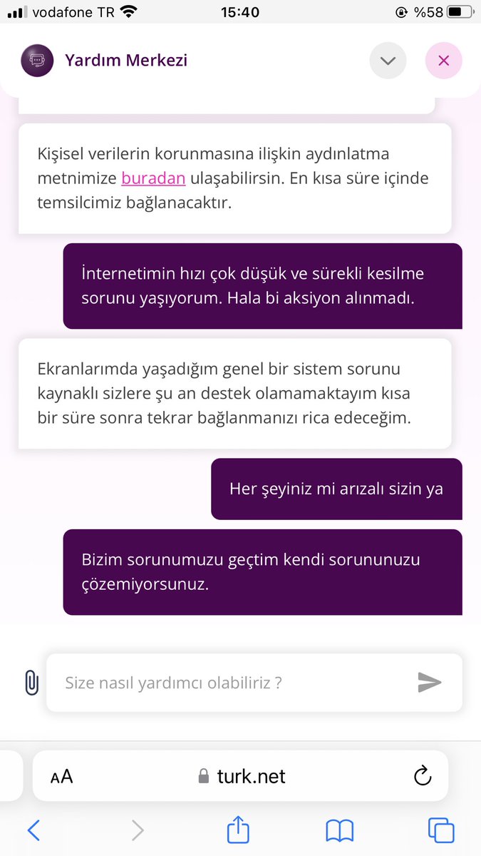 Olggyy's tweet photo. Gerçekten asla sorun çözme gibi bi derdiniz yok sanırım. Asla sorun çözmüyorsunuz başınızdan savıyorsunuz. @Turknet @TurkNetDestek https://t.co/mHak7FUDiz