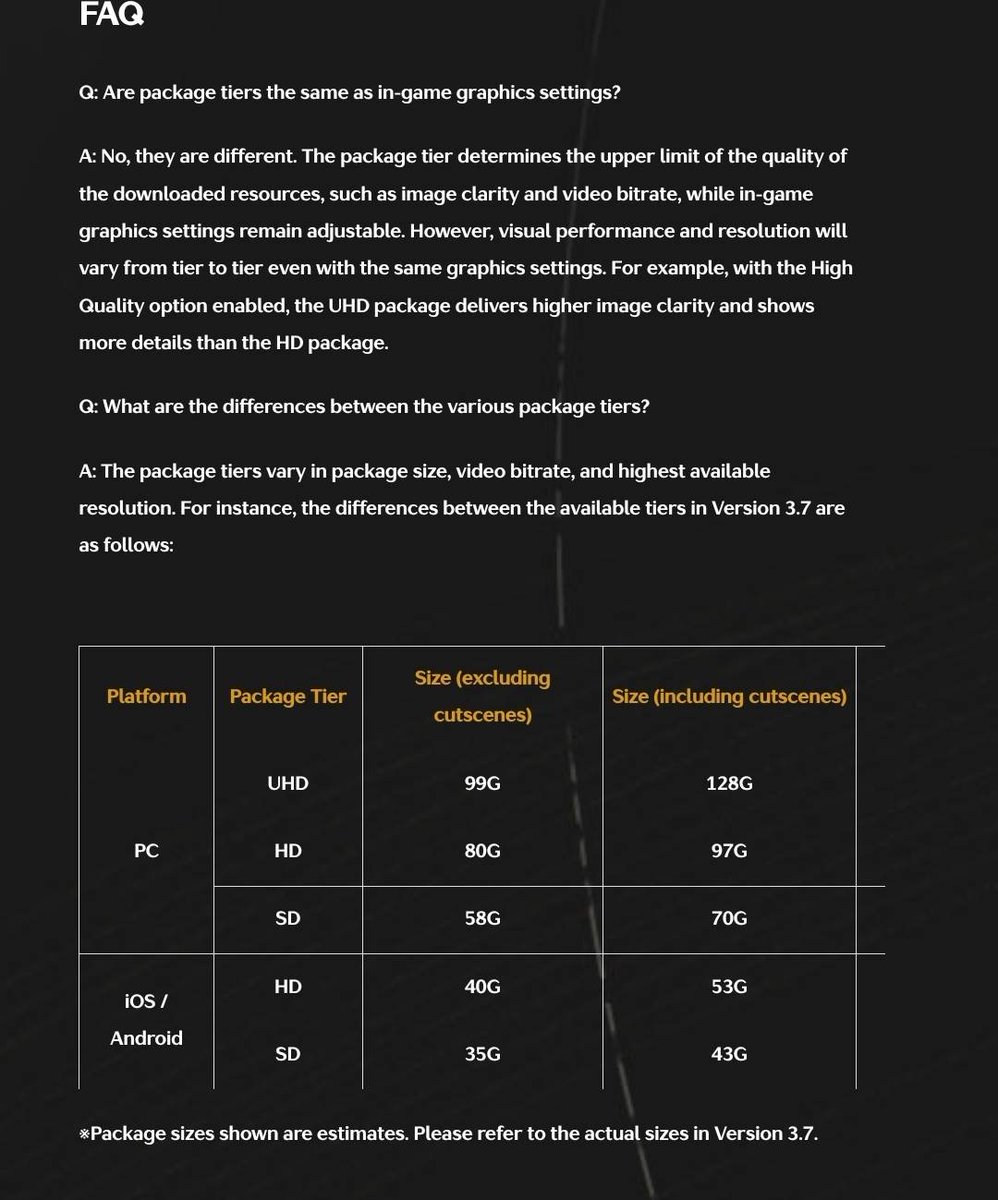 Riju1T_T's tweet photo. Gacha News––––"Wuthering Waves"

New resource system: 

Wuthering Waves will split game resources into tiers: 

PC-
- UHD > 99Gb (Without Cutscenes)
- HD > 80Gb (Without Cutscenes)
- SD > 58Gb (Without cutscenes)

Android/IOS-
- HD > 40Gb (Without Cutscenes)
- SD > 35Gb (Without Cutscenes)

#WuWa #WutheringWaves