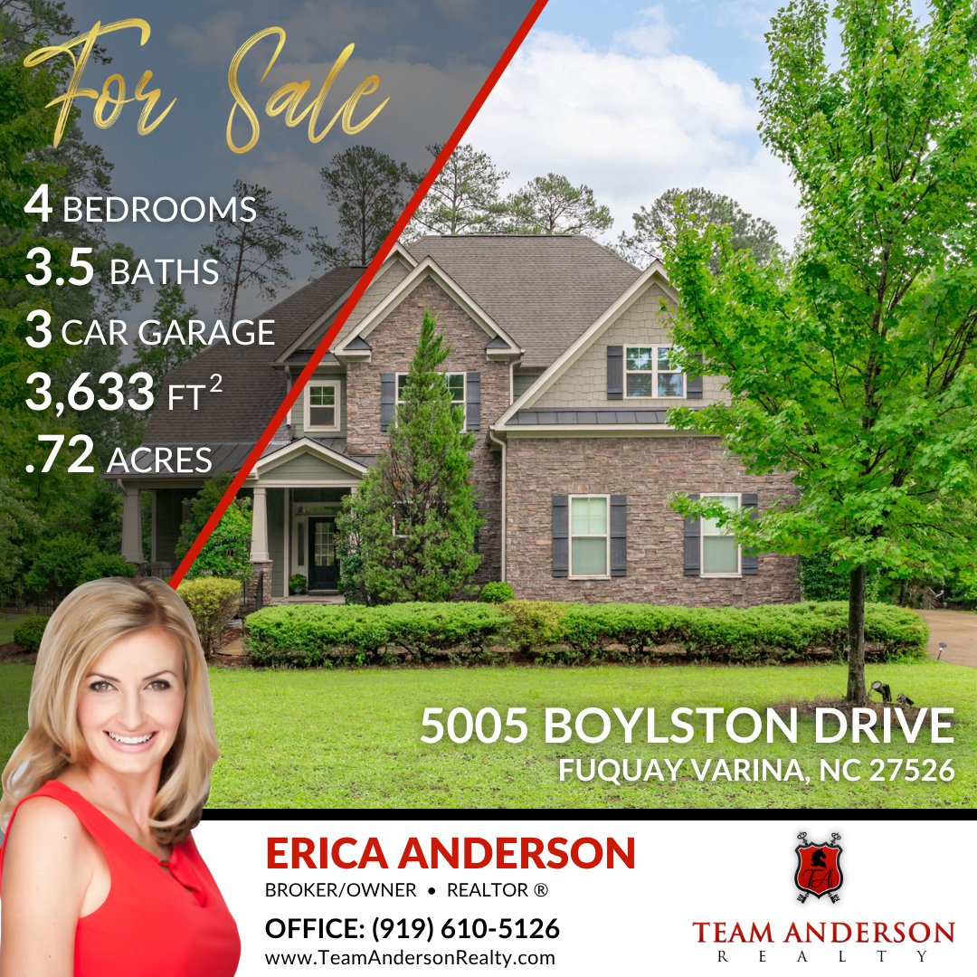 TeamARealEstate's tweet photo. 🌳🍂 PRICE DROP 🍂🌳Luxurious Brick Home, Nestled in the Trees and Ready for Fall Color, Now With a Lower Price!
5005 Boylston Dr Fuquay Varina NC 27526
$824,900
https://t.co/VXLGeSkvtR
2.4% BAC
#fuquayvarinanc #HighGrove #reducedprice #ncrealestate #TeamAndersonRealty https://t.co/hx8JpJjHMx