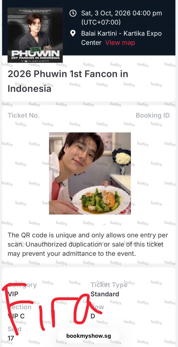 luvfirx's tweet photo. halo guys kalo semisal aku jual tiketku di tanggal 1 atau 2 an masih ada yg minat ga yaa? 

VIP C / Row D17

#2026Phuwin1stFanconinIndonesia https://t.co/FjHzqRqscZ