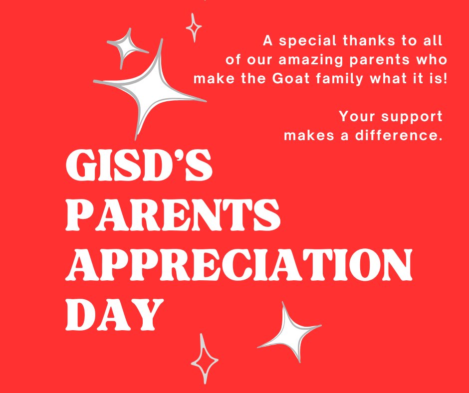 GroesbeckHOW's tweet photo. ❤️ Happy Parent Appreciation Day! ❤️

Thank all of our amazing school parents for everything you do to support GISD's children, staff, and school community.

Thank you for being such wonderful partners in GISD students' education. 💐

We are truly grateful for our GOAT Fans! 🐐 https://t.co/UTB6MXKkmS
