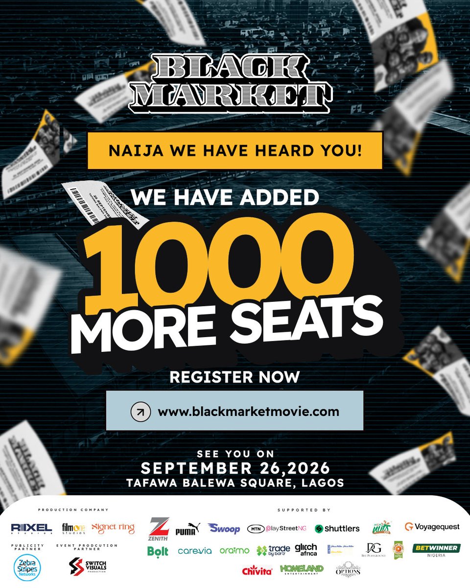 Switchvisuals_'s tweet photo. The way you people asked for more tickets, we had no choice! 😂🔥

We’ve added 1,000 MORE TICKETS so more of you can experience Black Market LIVE at TBS on September 26th.

Grab yours before they’re gone! 👀

#WatchBlackMarket #SwitchVisuals #GWR https://t.co/fDHSW7kn7l