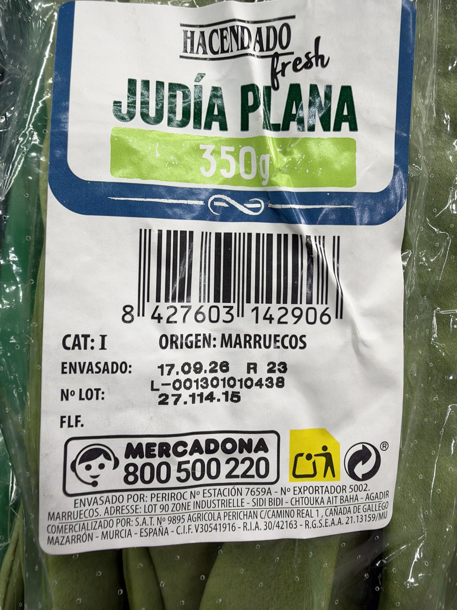 _esthersanz's tweet photo. 🛑Para vuestra info.
@Mercadona no encuentra productores españoles de Judías verdes planas. Solo los hay de Marruecos.

Pues que lo compren ellos.

#PrimeroLosNuestros https://t.co/xY87wZhqjP