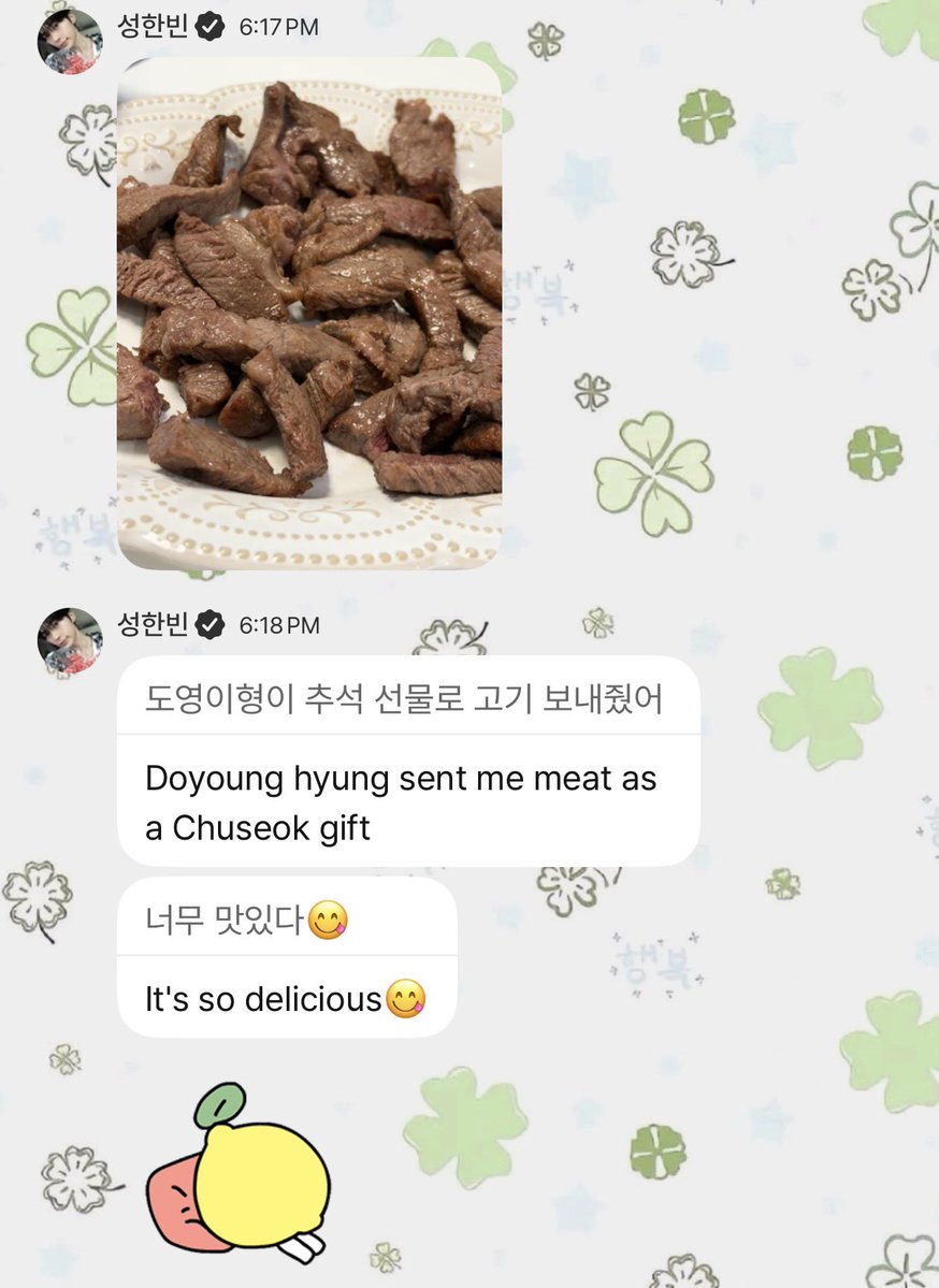 hamcatbin's tweet photo. no 1 head czennie sung hanbin won so hard🥹 wdym doyoung sent him a gift 💚 https://t.co/FkOac75ez9