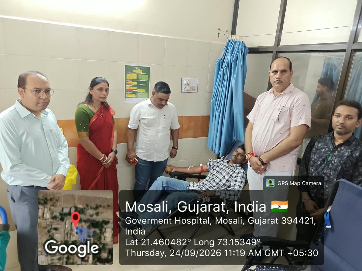 MangrolTdo's tweet photo. આજે તારીખ 24-9-2026 ના રોજ "સેવા મેરા યોગદાન " અને "સેવા સંકલ્પ અભિયાન " અંતર્ગત સામૂહિક આરોગ્ય કેન્દ્ર માંગરોળ , તા.માંગરોળ જી.સુરત ખાતે રક્તદાન શિબિરનું આયોજન કરવા આવ્યું અને શિબિરનું ઉદઘાટન તા.પં. પ્રમુખ શ્રીમતી સંગીતાબેન ગામીત દ્વારા કરવામાં આવ્યું હતું. https://t.co/ZbGJEAZBLN