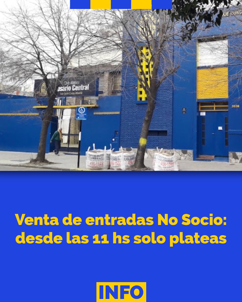 InfoCanaya's tweet photo. 🎫 Últimas 1500 localidades para la final a la venta en Catamarca 3538

Este jueves 11 horas se habilita la venta del último remanente de entradas “no socios” para la final del sábado ante Estudiantes en Santiago del Estero: solo plateas a $140 mil.

Cada institución tendrá alrededor de 14 mil lugares. Central ya vendió más de 12 mil entradas teniendo en cuenta la venta individual y los lugares en colectivos, traffic o aviones que vienen con localidades incluidas.

En un principio la información no fue clara acerca de la posibilidad de que se vendan populares no socio. Lo último que sucedió al respecto fue que Torneos, la productora a cargo de la organización de Supercopa Internacional, le comunicó a Rosario Central que las populares estaban agotadas en su totalidad y no hay remanente no socio.

De esta forma, este jueves desde las 11 se venderán las últimas plateas no socio y también se venden plateas socio por la plataforma Deportick. Últimos lugares. Central copa Santiago del Estero una vez más, ahora para buscar la novena estrella en su pecho.