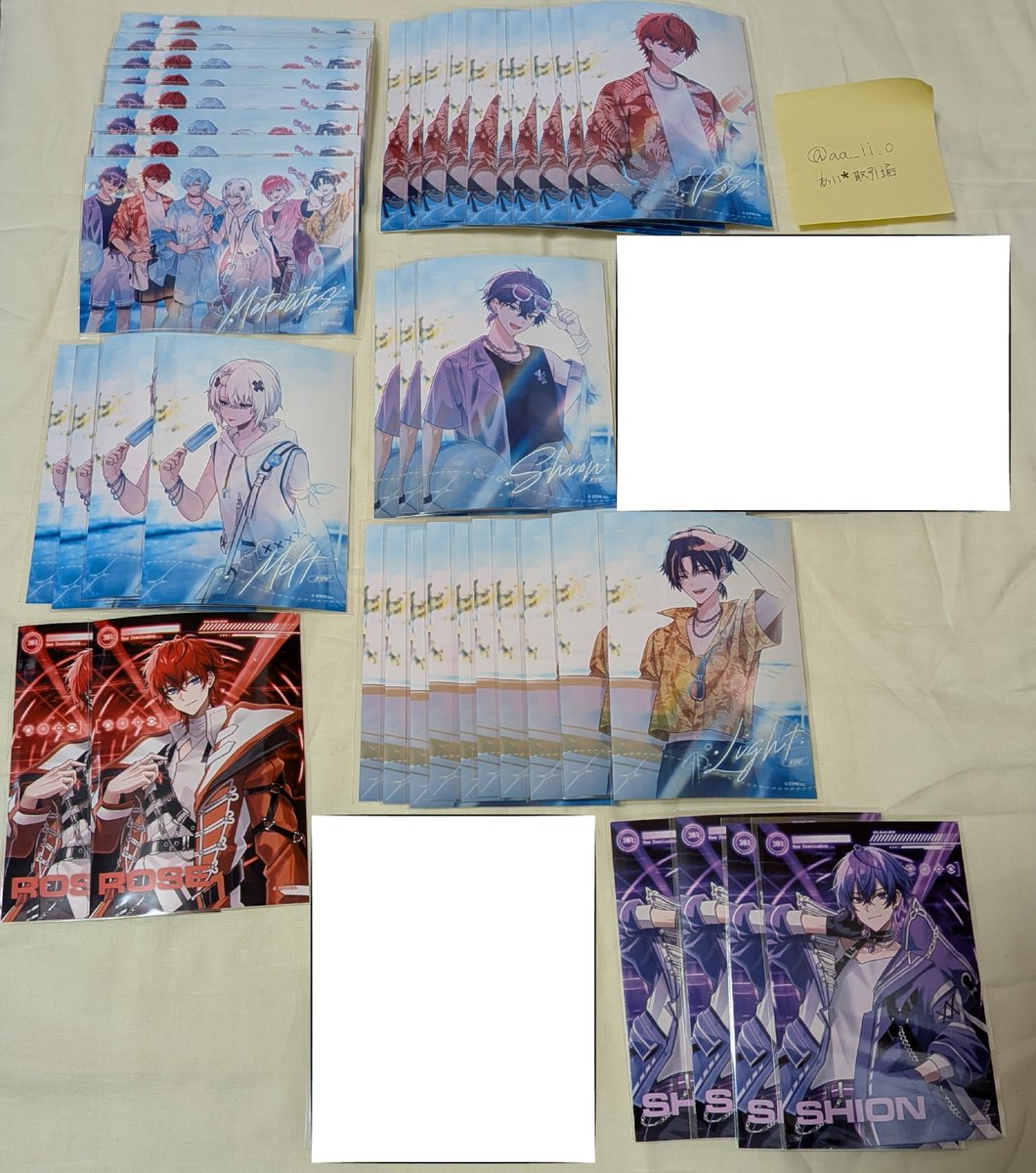 aa_iii_0's tweet photo. 『交換・友人代行』めておら　ブロマイド

求　💫🩷(サマータイム<<<<武道館)

譲　
　サマータイム💫💜×3🤍×4💛×10❤️×10　💫×9
　武道館💫💜×4❤️×2

纏めての方優先、郵送のみ
返信が遅くなる可能性があります。
引用元にお気軽にお声がけください！

#めておらグッズ交換 https://t.co/9JUfJINWWA