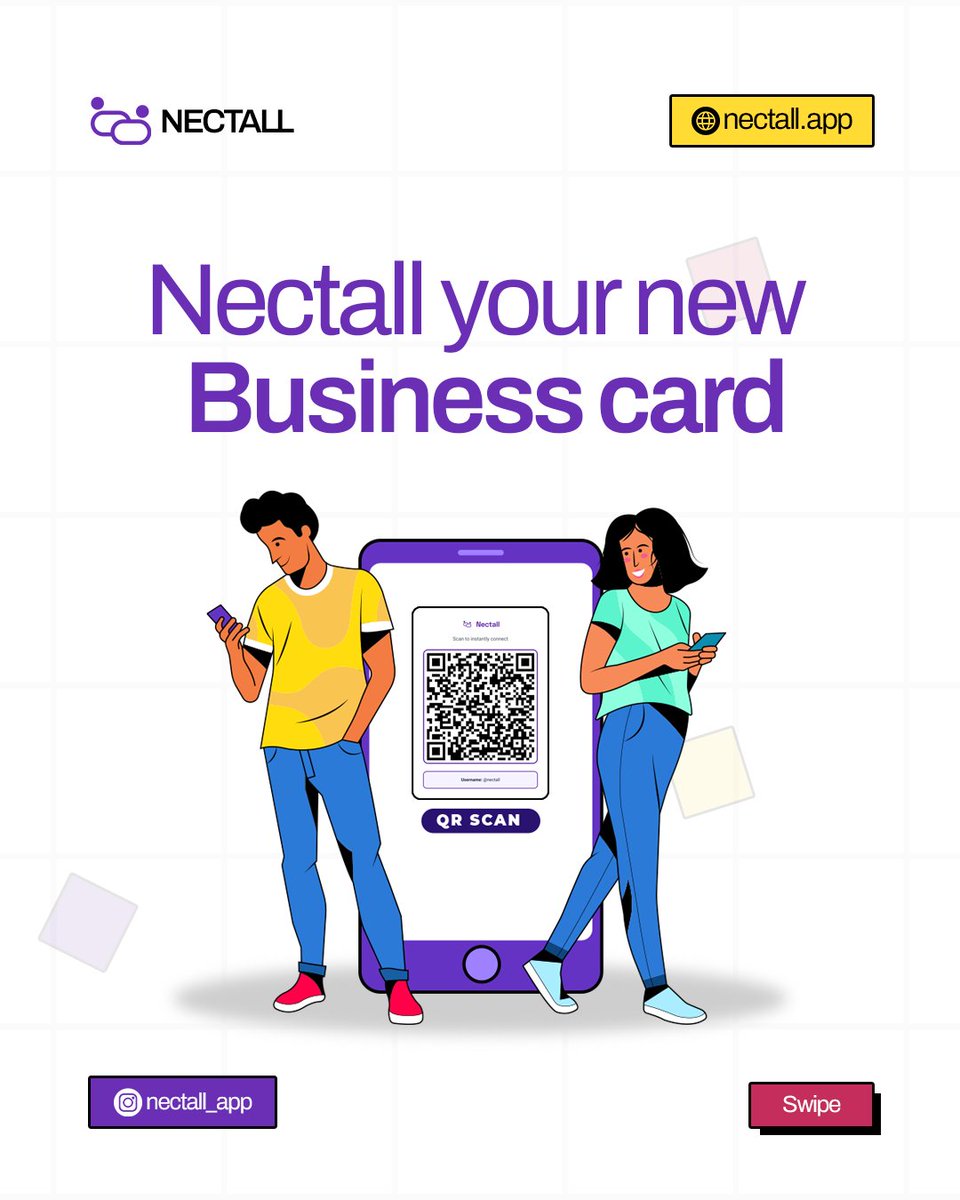 nectall_app's tweet photo. Go digital. 
No more loss of connections with Nectall. 
Download Nectall today...
#Nectall #connections #eventdesign https://t.co/C9xExsHE9z