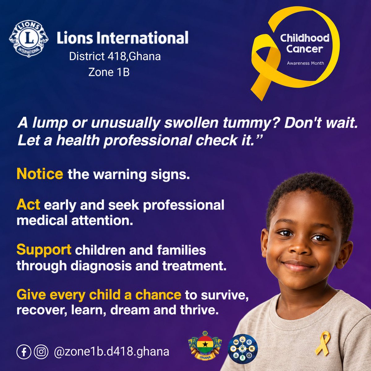 KsHeritageLions's tweet photo. 🔎 A lump or unusual swelling in a child’s abdomen? Don’t ignore it—seek medical attention. 🩺

Know the warning signs. Act early. Support children and families affected by childhood cancer. 💛

#ChildhoodCancerAwareness #WeServe #cancerawareness #children #lionsclub #cancer https://t.co/ygiZ9CQzgN