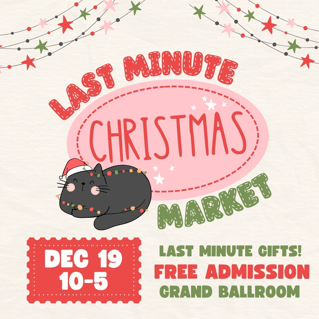 StrideBnkCenter's tweet photo. 🎅 🛍️ Mark your calendars for our Last Minute Christmas Market! 
Saturday Dec. 19th in our Grand Ballroom. 
Find those last minute gifts, or treat yourself to a little something. 
Vendors sign up here:
https://t.co/bEeSi94Lxk
For more info email nicole.forbes@oakviewgroup.com https://t.co/GzaUb4FBr5
