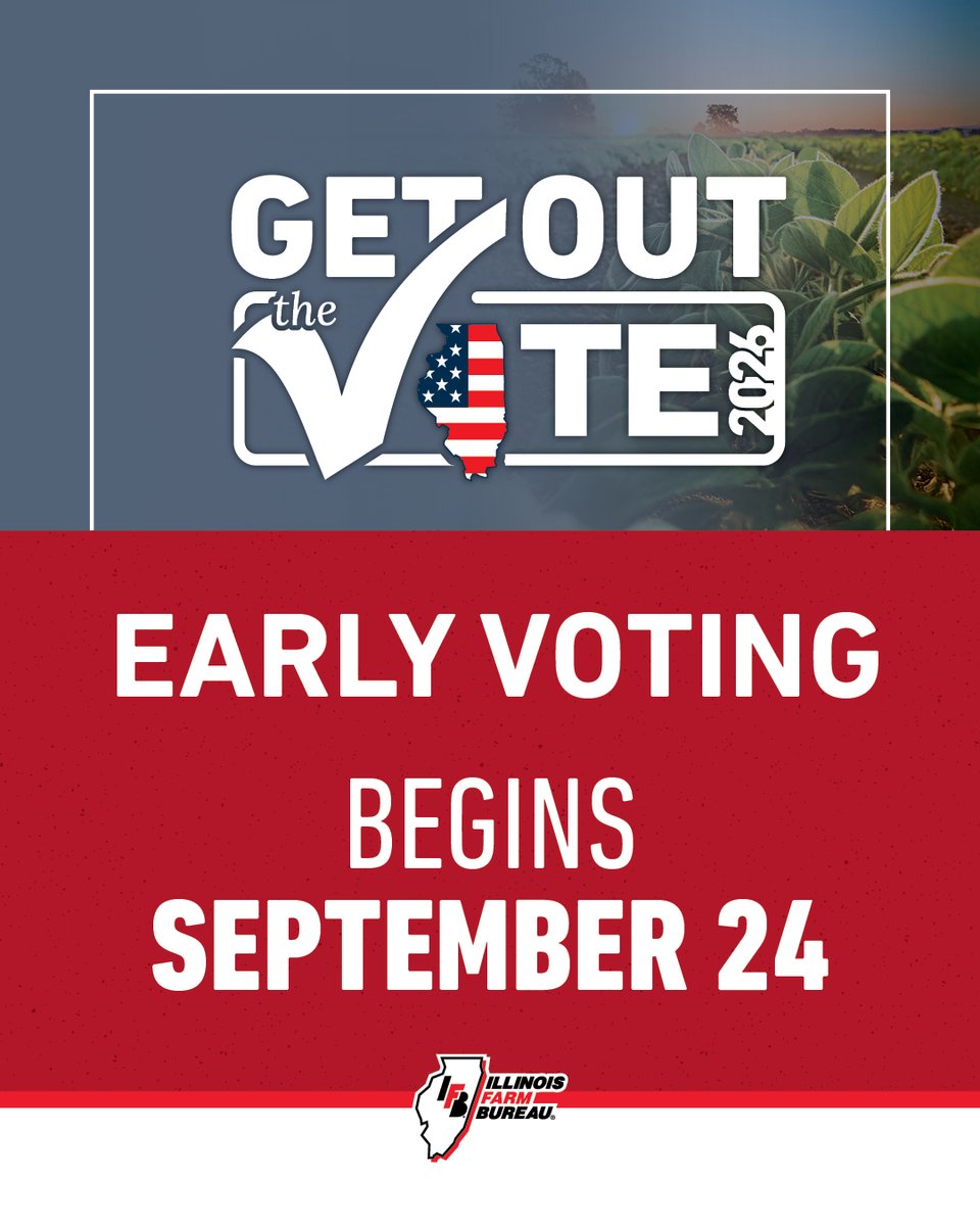 ILFarmBureau's tweet photo. Want to head to the polls early? Early #voting for the Nov. 3 General #Election begins today in Illinois.

Voting locations and hours vary by election authority. Find voting information and helpful resources here -- https://t.co/9sk7QNPHPX https://t.co/NJMD9H72sX