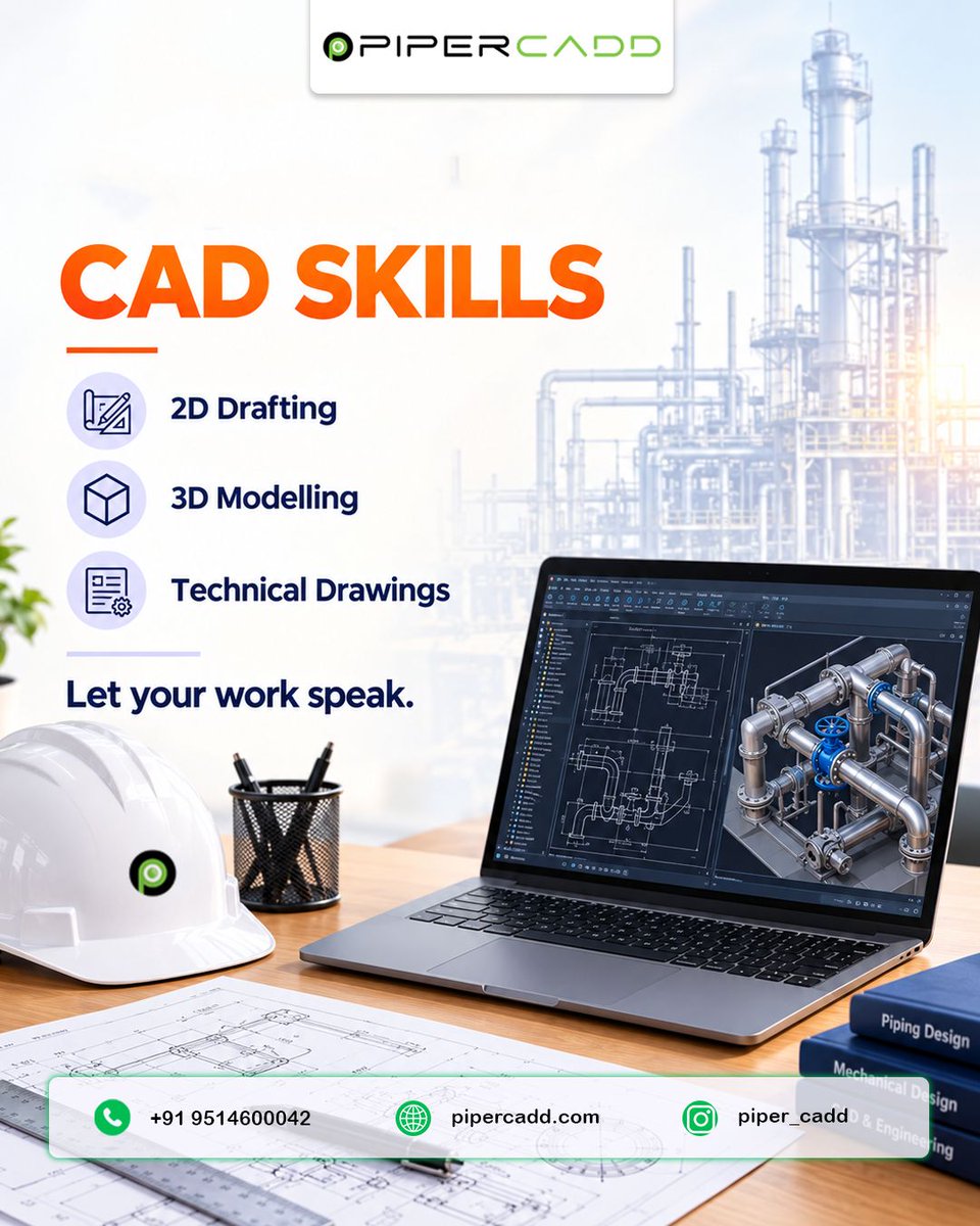 PiperCadd's tweet photo. A CAD portfolio is more than a certificate.
Show your skills. Show your projects. Show what you can do.

Build skills that stand out with Piper CADD.

#PiperCADD #CAD #CADDesign #CADPortfolio #MechanicalEngineering #EngineeringStudents #CADSkills #CareerReady #DesignSkills https://t.co/5S3YVRTxCJ
