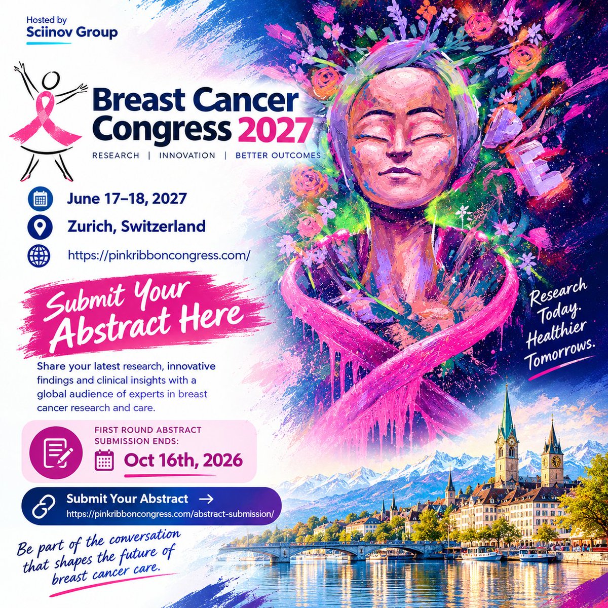 BCC_2026's tweet photo. 🔬 Have new research,clinical insights,or innovative findings in breast cancer?

Why not share your work with a global audience at the Breast Cancer Congress 2027?

June 17–18, 2027
Zurich, Switzerland

https://t.co/6kj6JRWEL2
#BCC #CancerResearch #Oncology #BreastCancerResearch https://t.co/Wv72xfhZPL