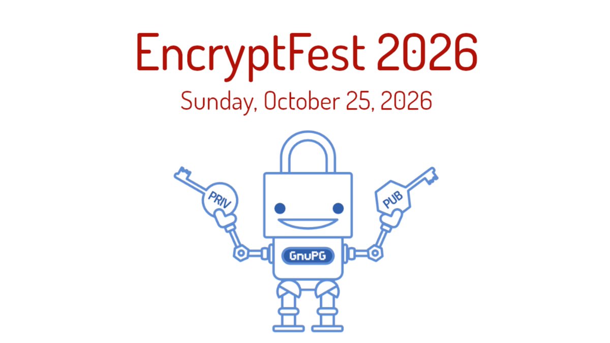 fsf's tweet photo. Join th e FSF for #EncryptFest online, in Boston, or New Haven on October 25: https://t.co/IIrF4GdWnR #FreeSoftware #surveillance #FSF https://t.co/H5GDvNJzjP
