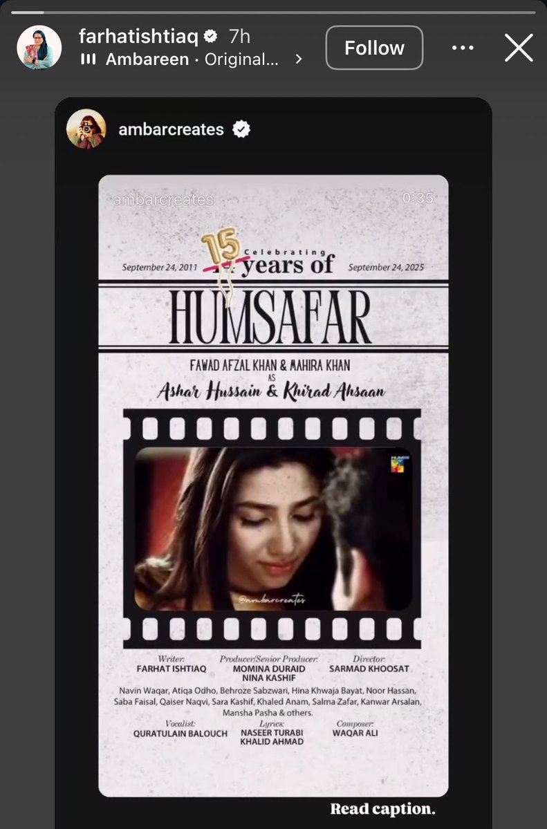 Fawadkwhatagoat's tweet photo. Can’t wait for Jbhssl ❤️‍🔥

@FarhatIshtiaq @ambarcreates 

#Jbhssl #fawadkhan #Mahirakhan
#15yearsofhumsafar https://t.co/SVR2ZQ0YKg