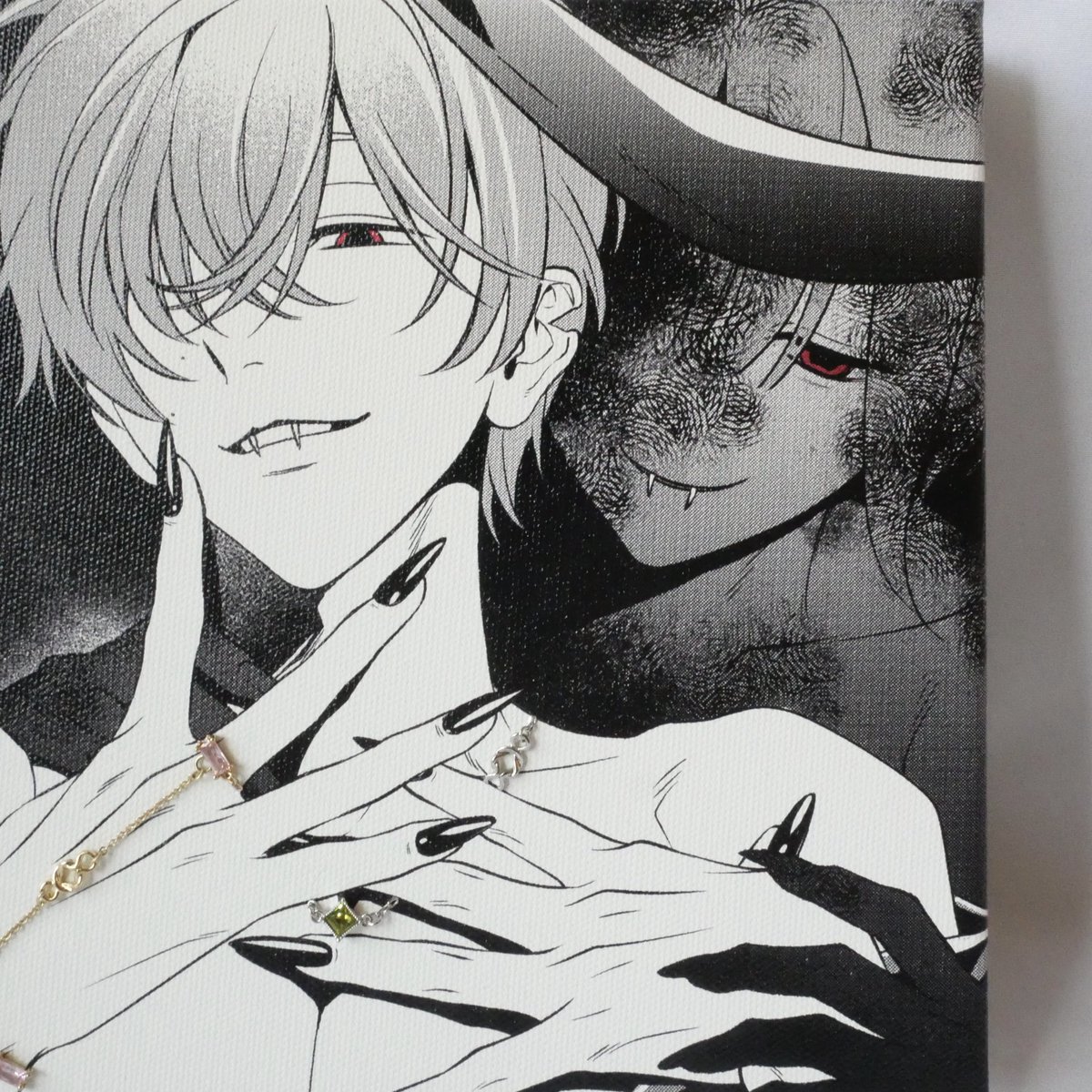 LorE____x_'s tweet photo. 【-桜兎-Collaboration Canvas Art】

麦田屋のイラストと雨ノ森とあのアクセサリーが織りなすコラボ作品。

首元のライムグリーンと手元の淡いピンクの輝きが、桜兎の妖艶さを引き立てます。

受注生産・再販未定。

size:20×20cm

【期間】〜9/27(日)23:59

shop▶https://t.co/h4tB7WEo2Q https://t.co/dmBnjBqoDB