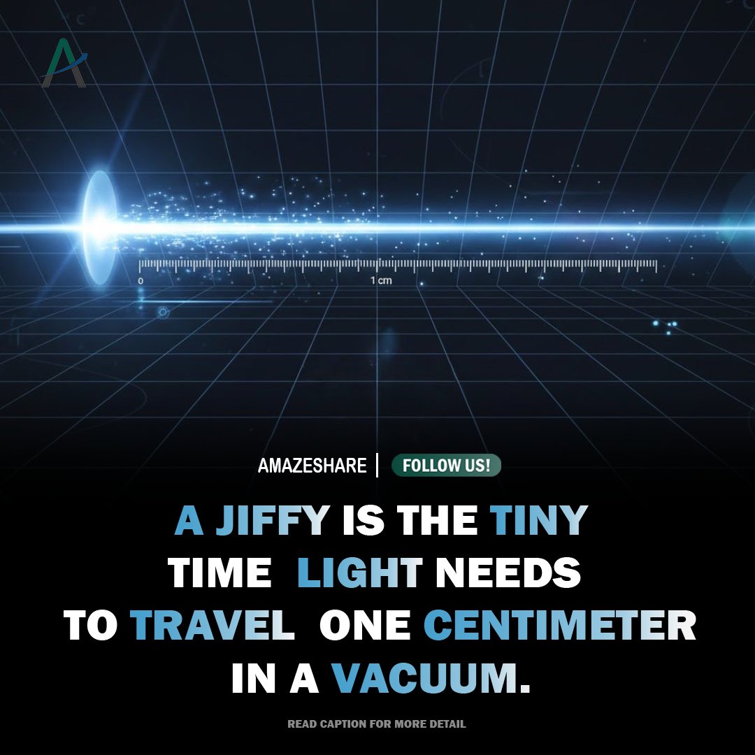 Amazeshare's tweet photo. A jiffy is a time interval; light can cross one centimeter in a vacuum incredibly quickly, highlighting its extraordinary speed.
#Science #Light #Physics #AmazingFacts #ScienceFacts #DidYouKnow #SpaceFacts #Facts #Knowledge #Amazeshare https://t.co/fkEtkJ2kMp